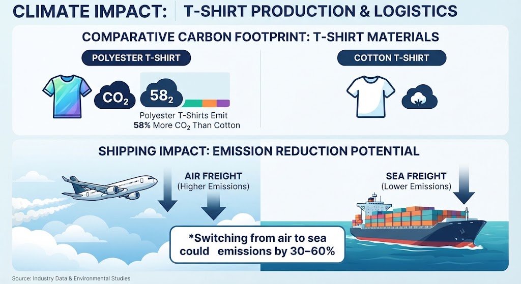Polyester T-Shirts Emit 58% More CO₂ Than Cotton, Study Finds