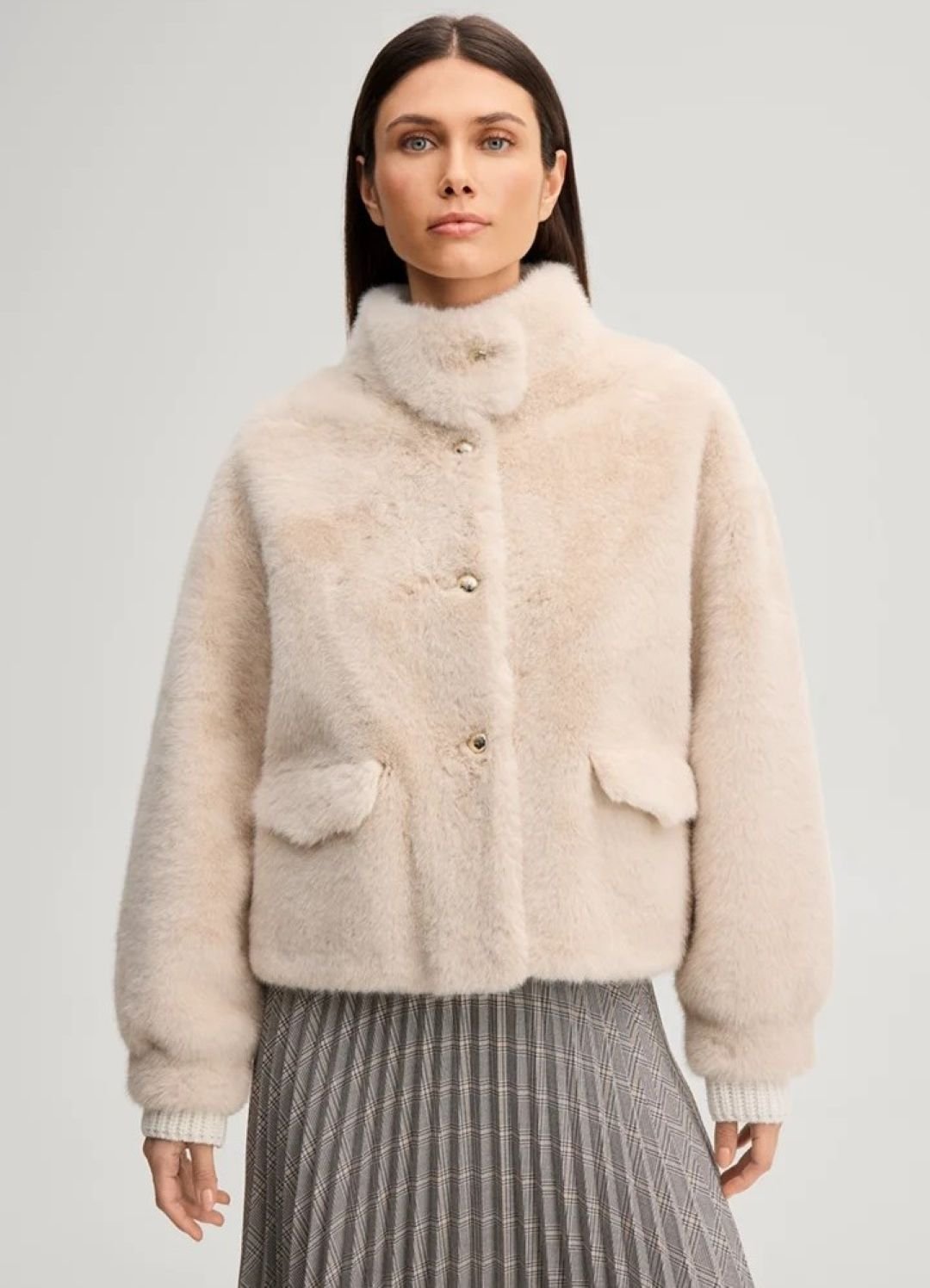 JOOP! Presents Reversible Faux Fur Coat in Ecru for Fall/Winter 2026